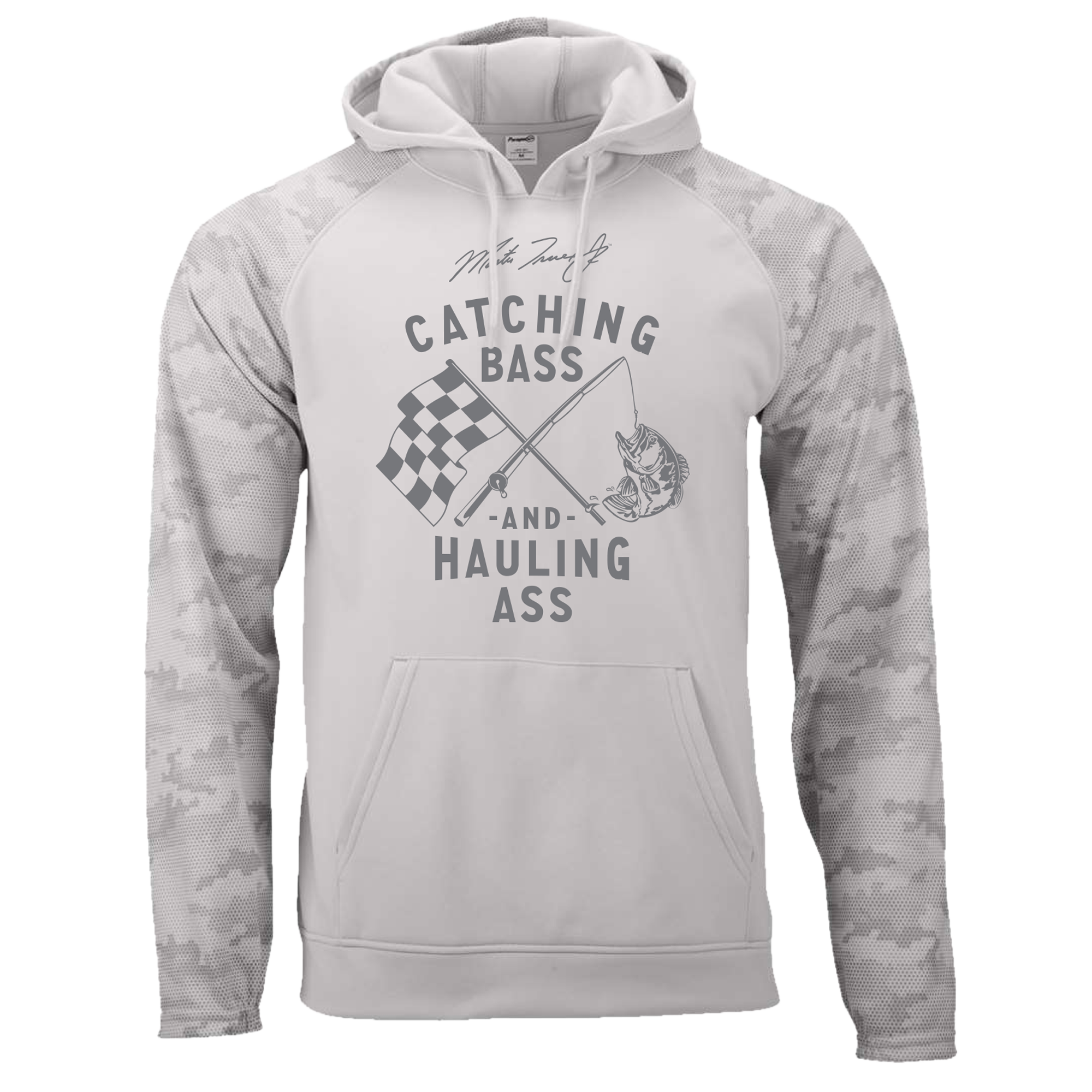 Bass Camo' Hoodie - Grey, Fishing Hoodies